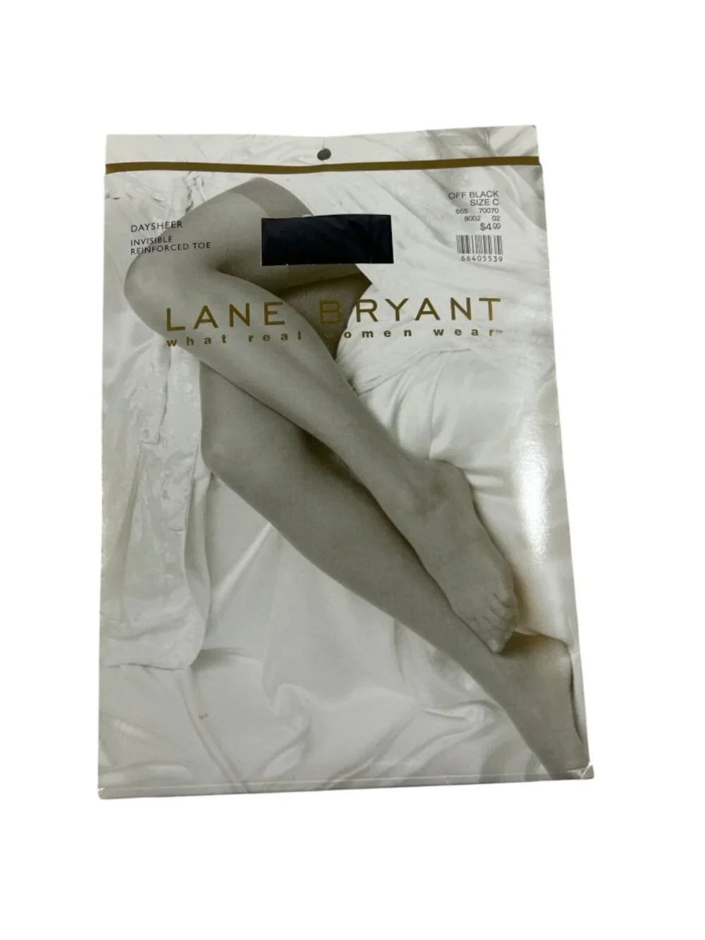 Vtg Lane Bryant Daysheer Invisible Reinforced Toe Off Black Sz C Pantyhose Hose